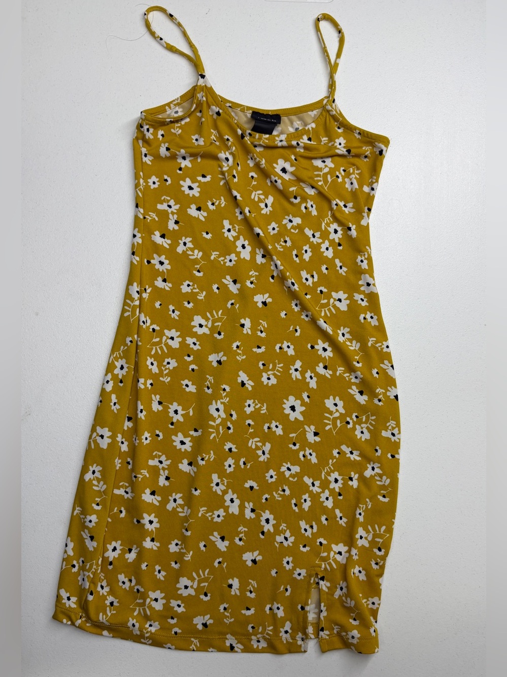 Rue21 Mustard Yellow Floral Cami Bodycon Midi Dress